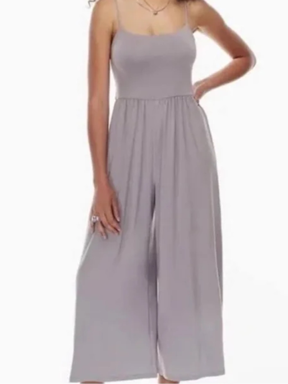 Aritzia Wilfred Light Gray Wide-Leg Jumpsuit